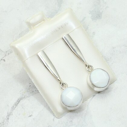 White Onyx 925 Silver Drop Earrings ~35mm