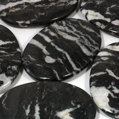 White Zebra Jasper Palm Stone ~70x50mm