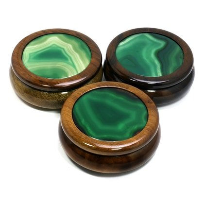 Wooden Jewel Box ~ Agate Green, Large