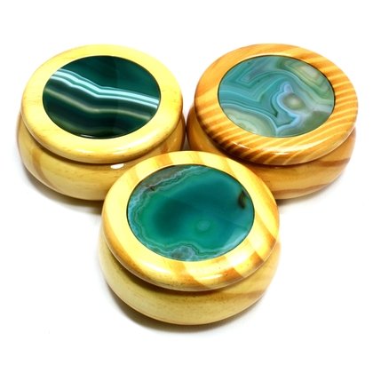 Wooden Jewel Box ~ Agate Green, Medium