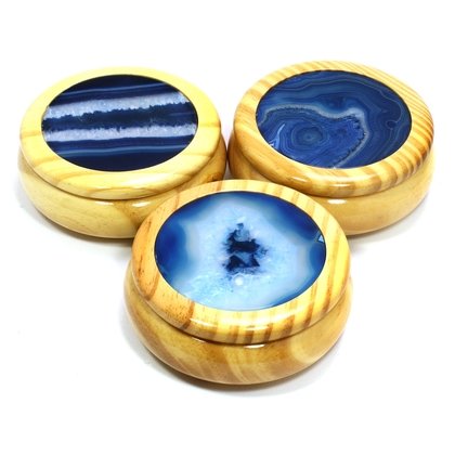 Wooden Jewel Box ~ Blue Agate, Large