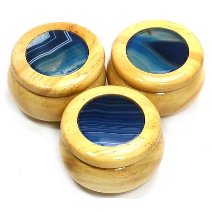 Wooden Jewel Box ~ Blue Agate, Small