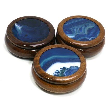 Wooden Jewel Box ~ Blue Agate, Large