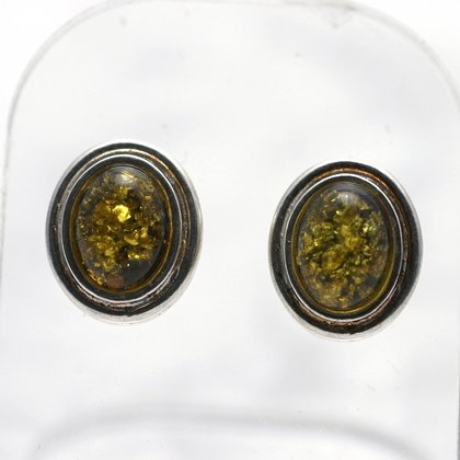 Yellow Amber & Silver Studs ~13mm